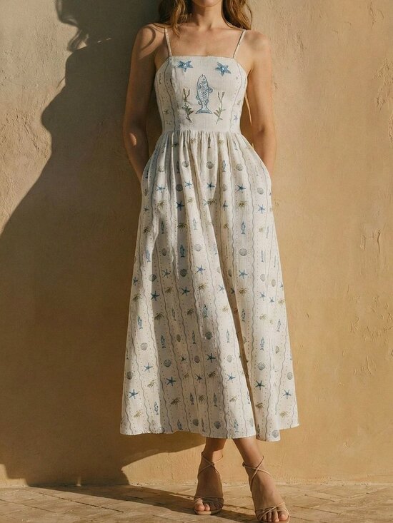 Dresses & Skirts - Multicolor Boho Women's Beach Spaghetti Strap Beaded Dress